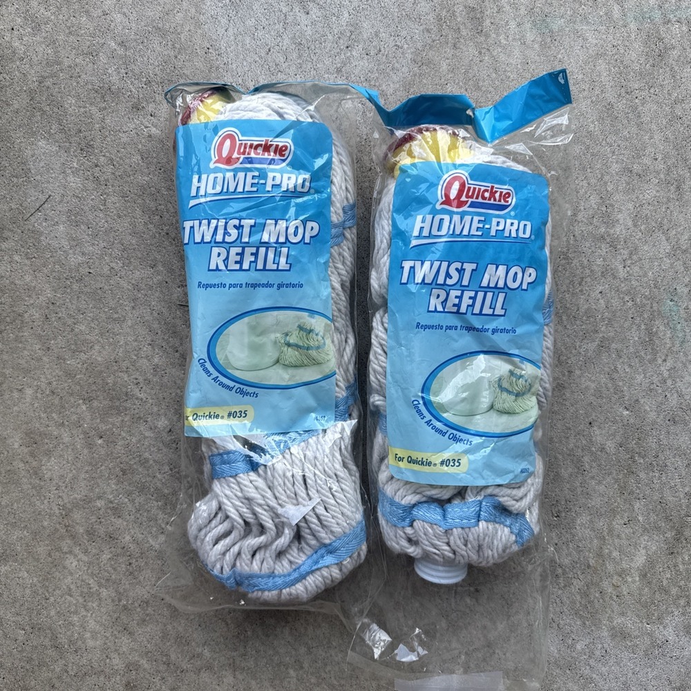 Quickie Home Pro Twist Mop Refill #035 Cotton Yarn Scrubber NOS 2006 Lot Of 2